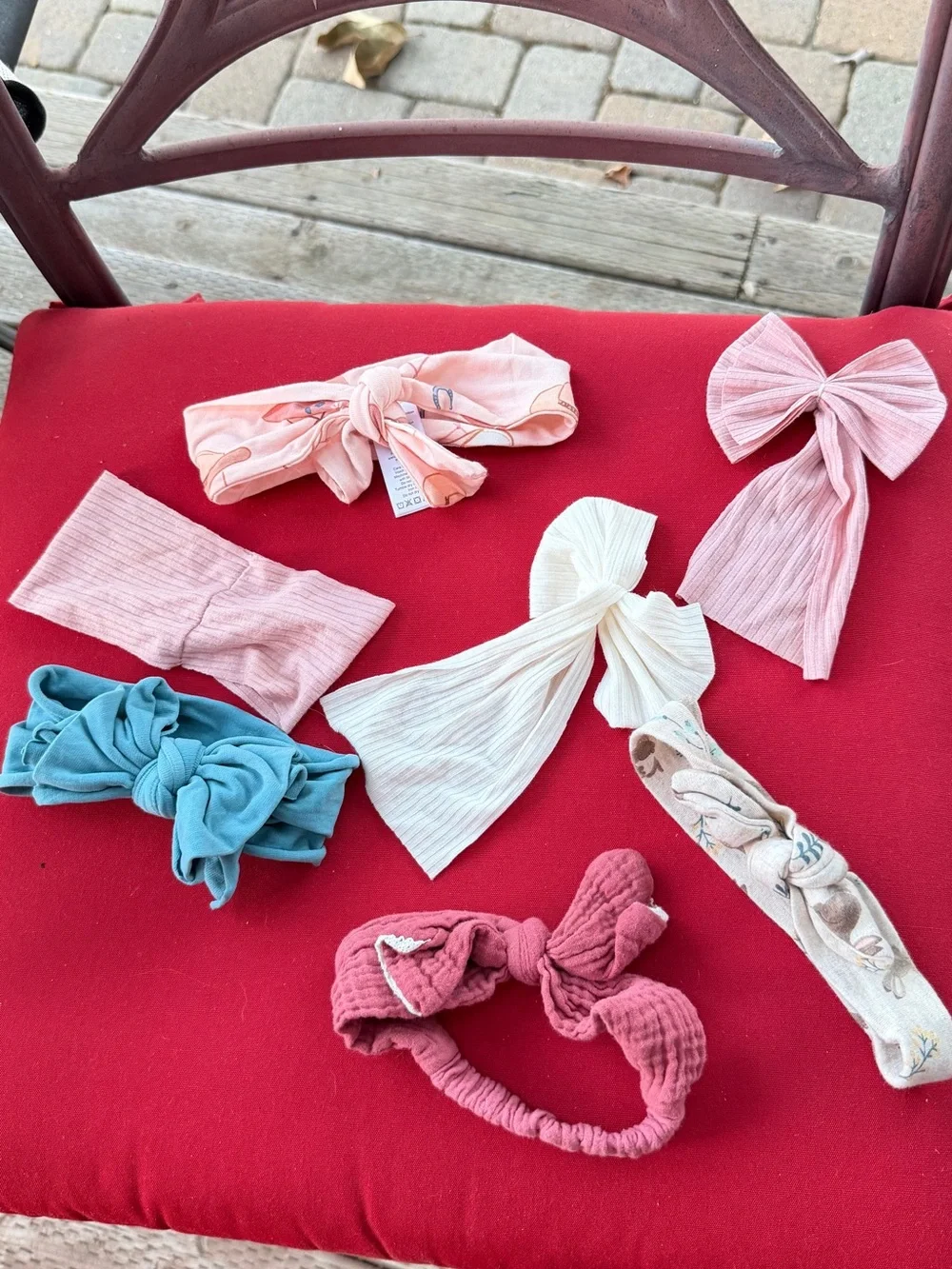Angel Dear Baby Girl Headband Bow Bundle 0-12M Bamboo Muslin Pink Floral 7 Pc